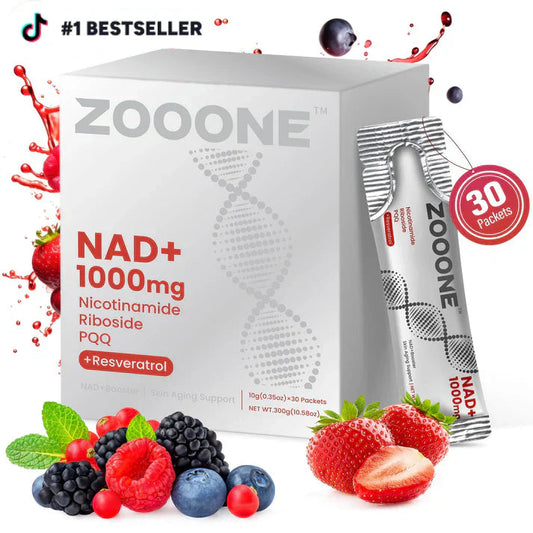 zooone NAD+ 1000mg Liquid Packets Supplement - Premium Nicotinamide Riboside & Resveratrol for Cellular Energy,Advanced NAD Booster for Men & Women (30 Pocket)